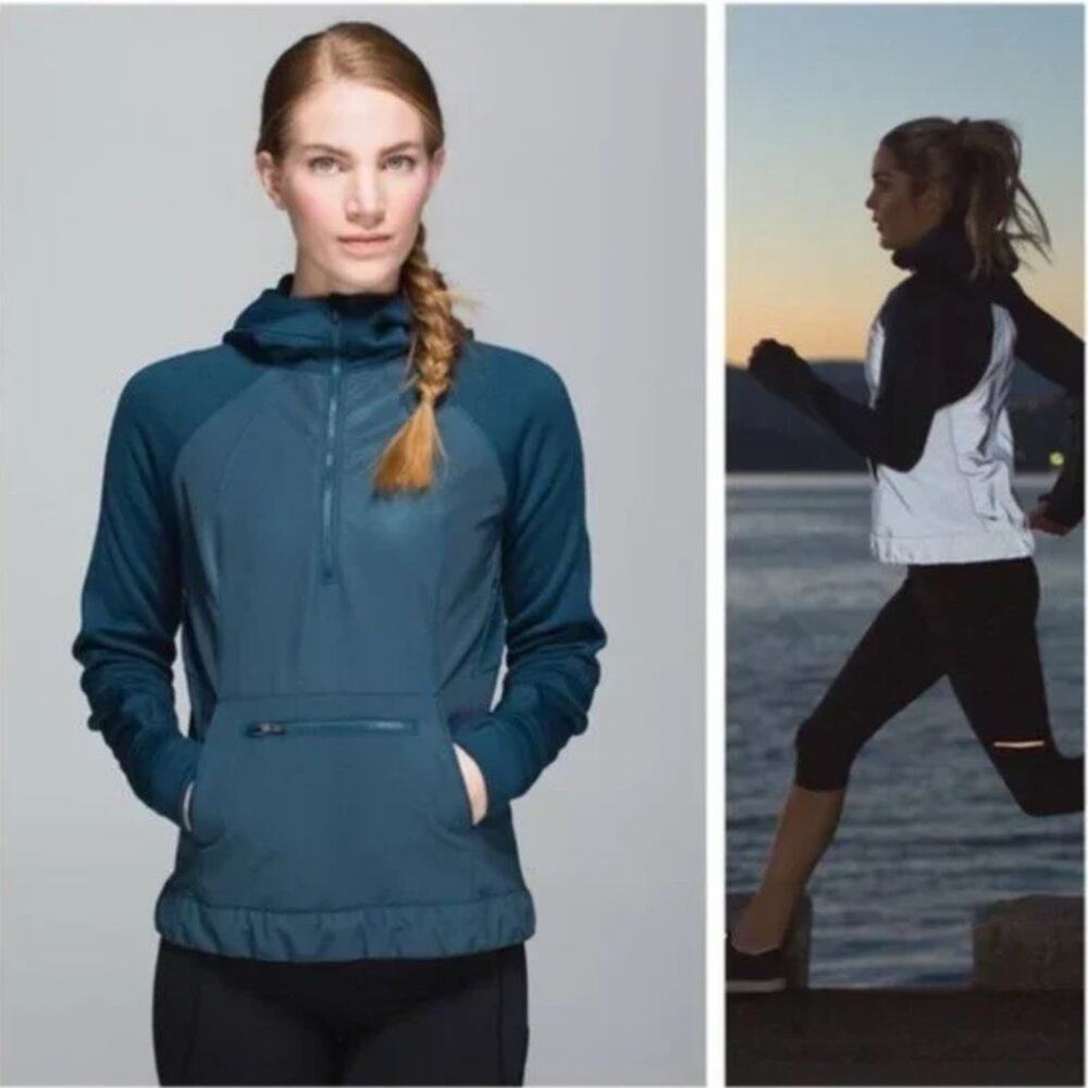 LULULEMON Let's Get Visible Teal Hoodie Jacket Size 6